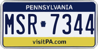 PA license plate MSR7344