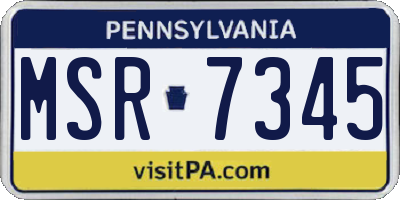PA license plate MSR7345
