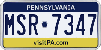 PA license plate MSR7347