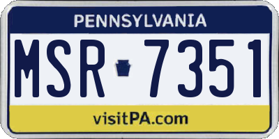 PA license plate MSR7351