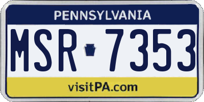 PA license plate MSR7353
