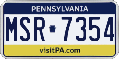 PA license plate MSR7354