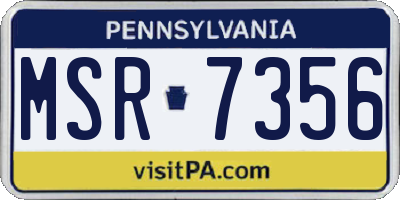 PA license plate MSR7356