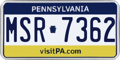 PA license plate MSR7362