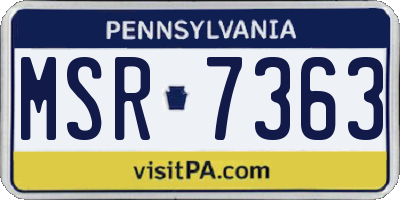 PA license plate MSR7363