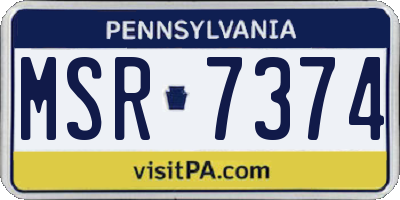PA license plate MSR7374