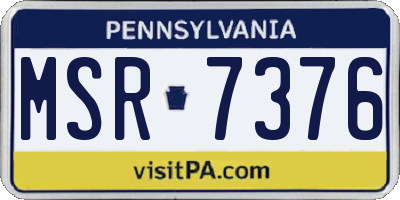 PA license plate MSR7376
