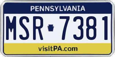 PA license plate MSR7381