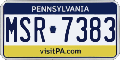PA license plate MSR7383