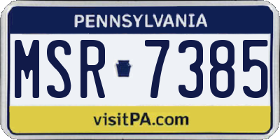 PA license plate MSR7385