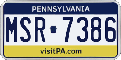 PA license plate MSR7386