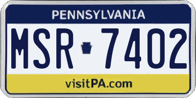 PA license plate MSR7402