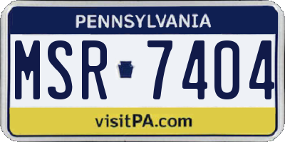PA license plate MSR7404
