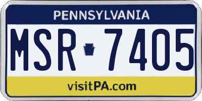 PA license plate MSR7405