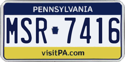 PA license plate MSR7416