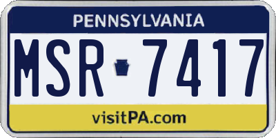 PA license plate MSR7417