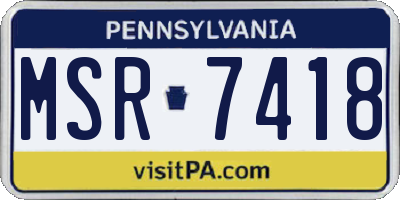 PA license plate MSR7418