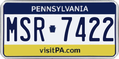 PA license plate MSR7422