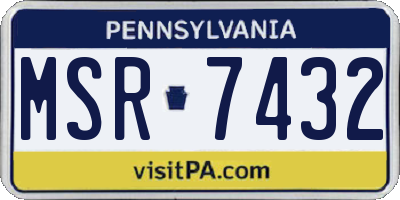 PA license plate MSR7432