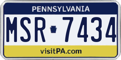 PA license plate MSR7434