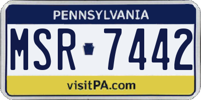 PA license plate MSR7442