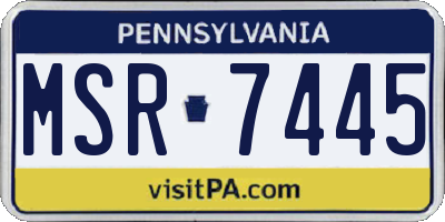 PA license plate MSR7445