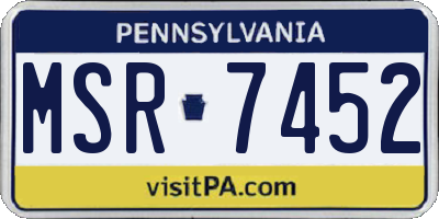 PA license plate MSR7452