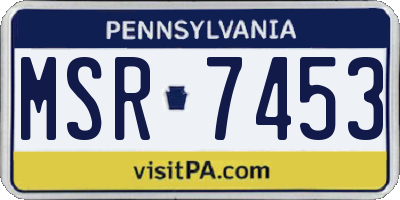 PA license plate MSR7453