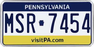 PA license plate MSR7454