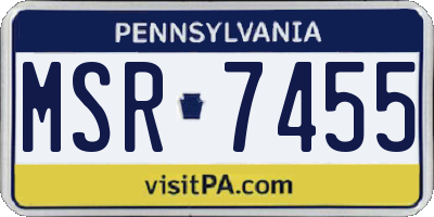 PA license plate MSR7455