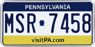 PA license plate MSR7458