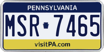 PA license plate MSR7465