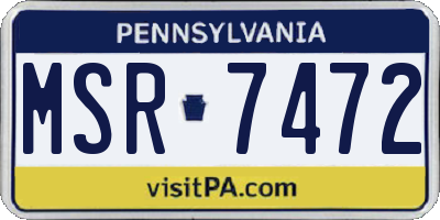 PA license plate MSR7472
