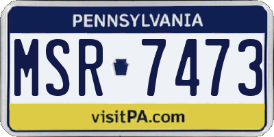 PA license plate MSR7473