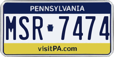 PA license plate MSR7474