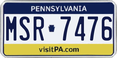 PA license plate MSR7476
