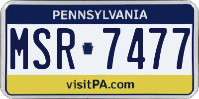 PA license plate MSR7477