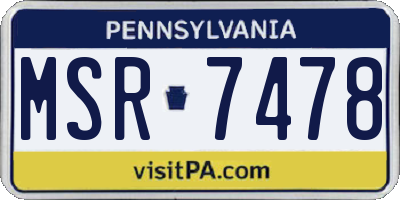 PA license plate MSR7478