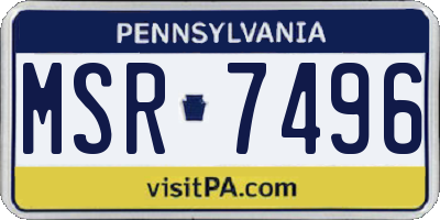 PA license plate MSR7496