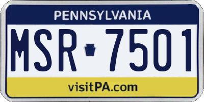PA license plate MSR7501