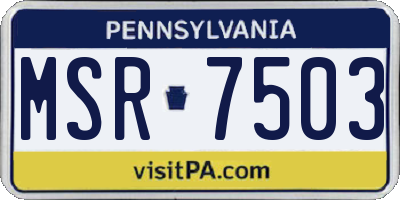 PA license plate MSR7503