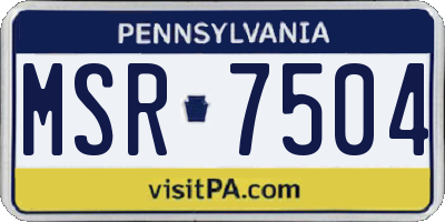 PA license plate MSR7504
