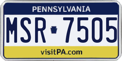 PA license plate MSR7505