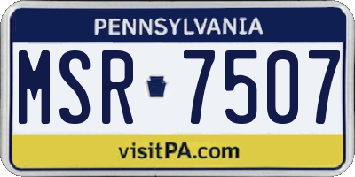 PA license plate MSR7507