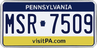 PA license plate MSR7509