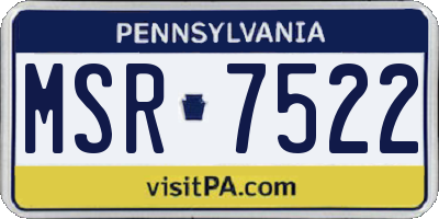 PA license plate MSR7522