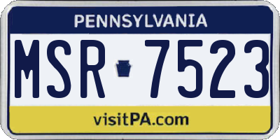 PA license plate MSR7523