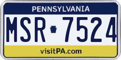 PA license plate MSR7524