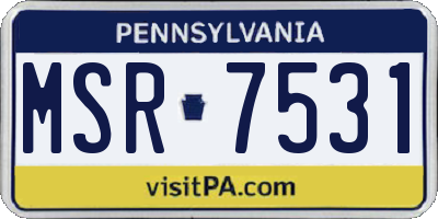 PA license plate MSR7531