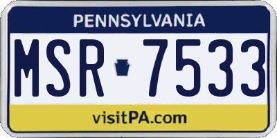 PA license plate MSR7533